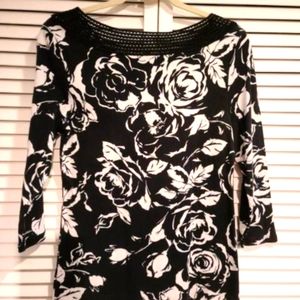 Lauren by Ralph Lauren Large pullover top with macramé neckline.